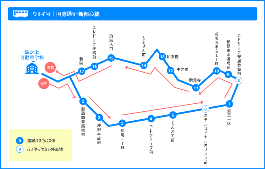 ウサギ号/国際通り・新都心線 路線図